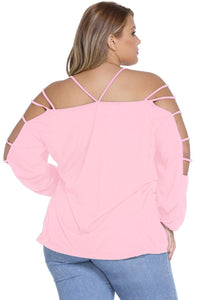Sexy Pink Plus Cut out Swing Arm Top