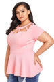Sexy Pink Plus Size Caged Top