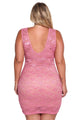 Sexy Pink Plus Size Floral Lace Bodycon Dress