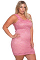 Sexy Pink Plus Size Floral Lace Bodycon Dress