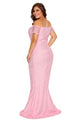 Sexy Pink Plus Size Off Shoulder Lace Gown