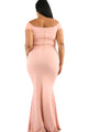 Sexy Pink Plus Size Sheer Sleeve Column Dress