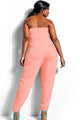 Sexy Pink Plus Size Strapless Jumpsuit