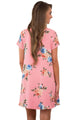 Sexy Pink Pocket Design Summer Floral Shirt Dress