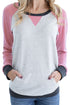 Sexy Pink Raglan Sleeve Patch Elbow Sweatshirt Top