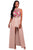 Sexy Pink Sheer Mesh Embroidery Chiffon Romper Maxi Dress