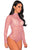 Sexy Pink Sheer Mesh Print Long Sleeves Bodysuit