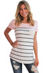 Sexy Pink Splice Striped Short Sleeve T-shirt