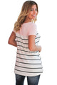 Sexy Pink Splice Striped Short Sleeve T-shirt