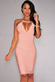 Sexy Pink Strappy Cut-Out Back Bandage Dress