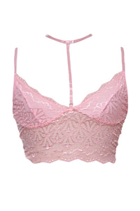Sexy Pink Strappy Lace Bralette