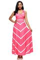 Sexy Pink V Neck Cut out Back Printed Maxi Dress