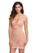 Sexy Pink V Neck Lace up Cover up Dress