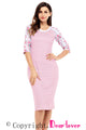 Sexy Pink White Stripe Floral Sleeve Midi Dress
