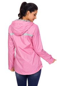 Sexy Pink Women Zipper Lapel Suit Blazer with Foldable Sleeve