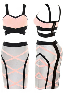 Sexy Pink and Grey Bandage Dress