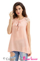 Sexy Pinkish Lace Sleeves Lace up Tunic Top