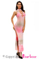 Sexy Pinkish Tie Dye Print Sexy Cutout Maxi Dress