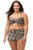 Sexy Plus Size Animal Print Tie Front Bandeau Skirt Swimwear