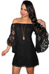 Sexy Plus Size Black Lace Off-The-Shoulder Mini Dress