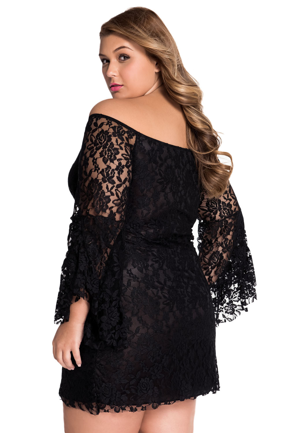 Sexy Plus Size Black Lace Off-The-Shoulder Mini Dress SEXY AFFORDABLE CLOTHING Sexy Plus Size Black Lace Off-The-Shoulder Mini Dress SEXY AFFORDABLE CLOTHING