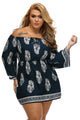 Sexy Plus Size Floral Print Bardot Neck Off-shoulder Dress