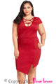 Sexy Plus Size Red Strappy Asymmetrical Bodycon Dress