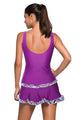 Sexy Plus Size Ruffle Trim Purple Active Tank Top and Skort Swimsuit