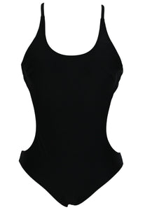Sexy Plus Size Sexy Black One-piece Swimwear with Strings