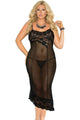 Sexy Plus Size Sexy Lace Decorate Mesh Gown
