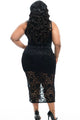 Sexy Plus Size Sleeveless Lace Zipper Front Dress in Black