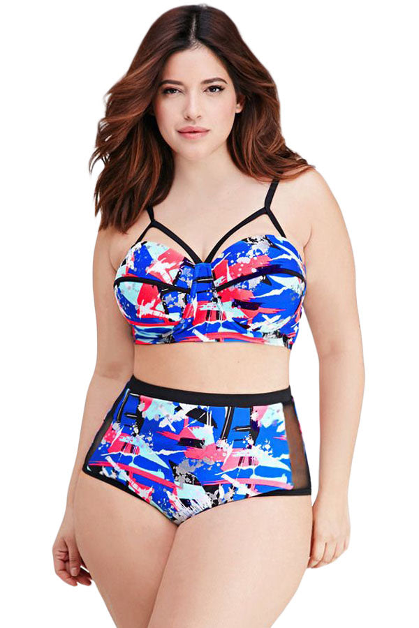 Sexy Plus Size Splattered Abstract High-Waisted Bikini Bottoms SEXY AFFORDABLE CLOTHING Sexy Plus Size Splattered Abstract High-Waisted Bikini Bottoms SEXY AFFORDABLE CLOTHING