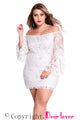 Sexy Plus Size White Lace Off-The-Shoulder Mini Dress