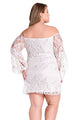 Sexy Plus Size White Lace Off-The-Shoulder Mini Dress