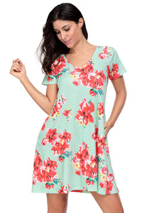 Sexy Pocket Design Summer Floral Shirt Dress