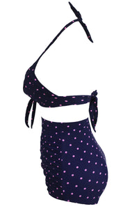 Sexy Polka Dot Print Retro High Waist 2 Pieces Swimsuit