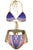 Sexy Purple African Tribal Metallic Cutout High Waist Swimsuit