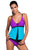 Sexy Purple Blue Colorblock Tankini Skort Bottom Swimsuit