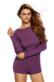 Sexy Purple Casual Off Shoulder Long Sleeve Romper