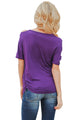 Sexy Purple Cold Shoulder Ruched Sides T-shirt