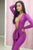 Sexy Purple Deep V-neck Draped Bodycon Dress