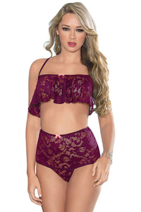 Sexy Purple High Waist Lace Cami Set
