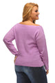 Sexy Purple Knitted Long Sleeve Plunge Jumper