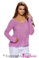 Sexy Purple Knitted Long Sleeve Plunge Jumper