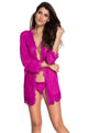 Sexy Purple Lace Trim Robe with Thong