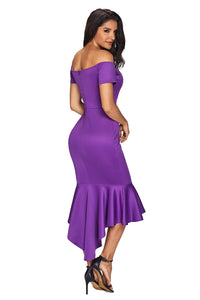 Sexy Purple Off Shoulder Short Sleeve Mermaid Dress