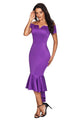 Sexy Purple Off Shoulder Short Sleeve Mermaid Dress