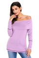Sexy Purple Off The Shoulder Long Sleeve Top