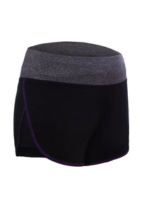Sexy Purple Piping Trim Wide Waistband Gym Shorts