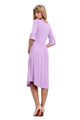 Sexy Purple Ruffle Sleeve Midi Jersey Dress